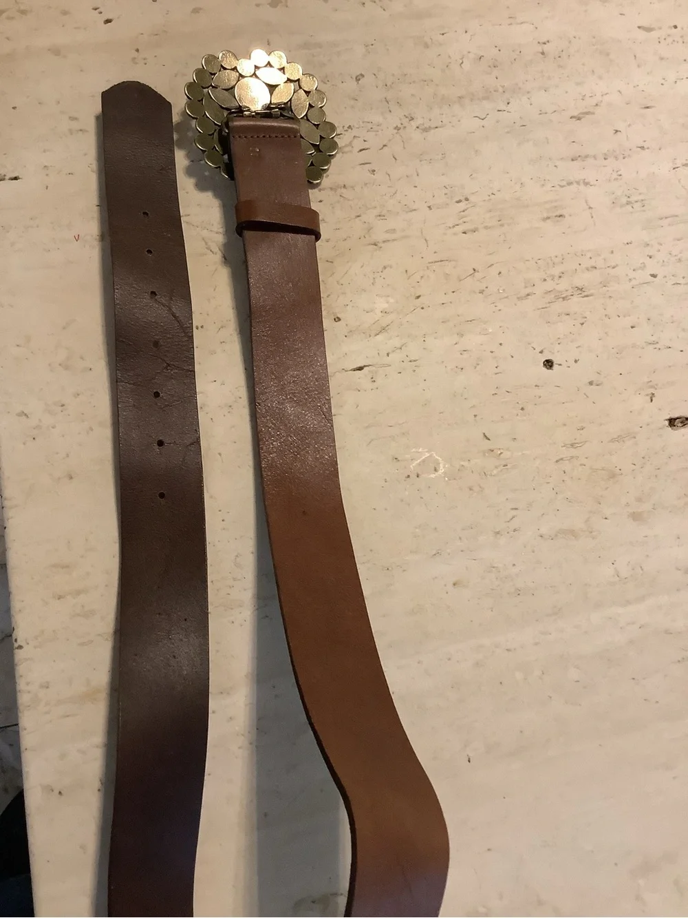 Chinese Laundry Brown Leather Belt with Crystal Cluster Buckle - Picture 3 of 3